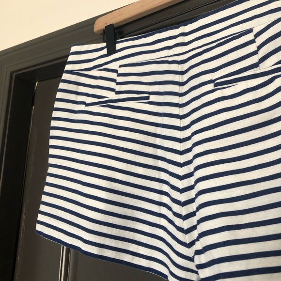 J. Crew Factory white and royal blue cobalt blue cotton/linen dress shorts - Picture 6 of 11